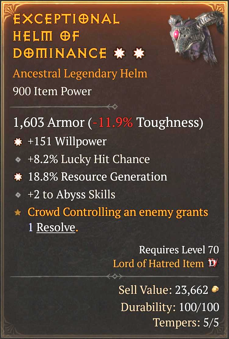 Exceptional Helm of Dominance (2GA)