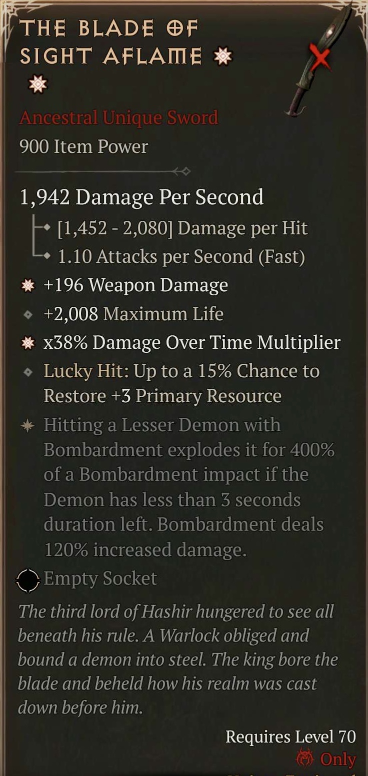 The Blade of Sight Aflame (2GA)