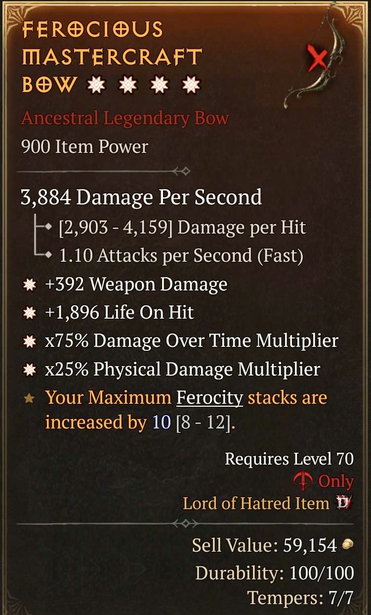 Ferocious Mastercraft Bow (4GA)