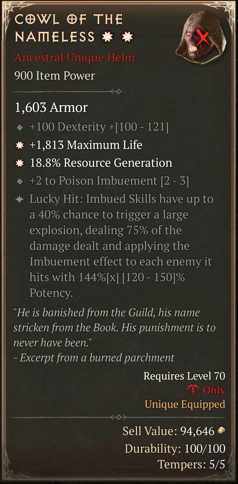 Cowl of the Nameless (2GA)