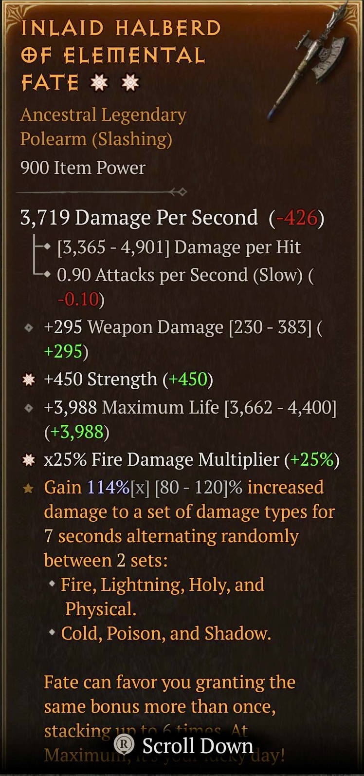Inlaid Halberd of Elemental Fate (2GA)