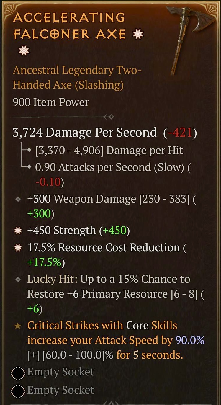 Accelerating Falconer Axe (2GA)